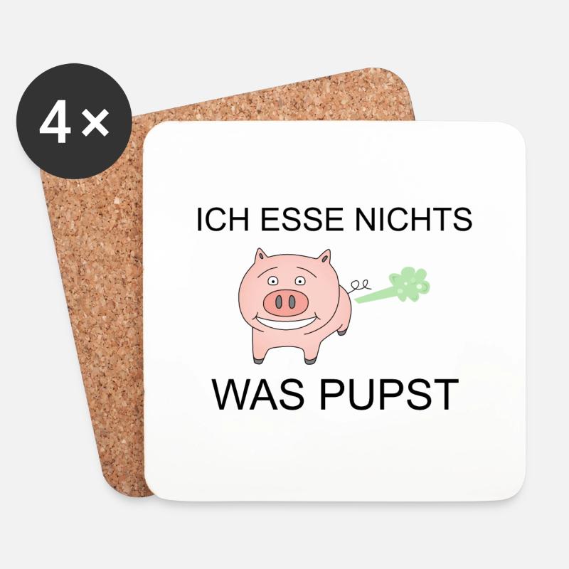Ich esse nichts was pupst - ich esse keine Tiere - Untersetzer (4er-Set) - Weiß