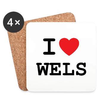 I love Wels - Ich liebe Wels - Untersetzer (4er-Set) - Weiß - Vorne