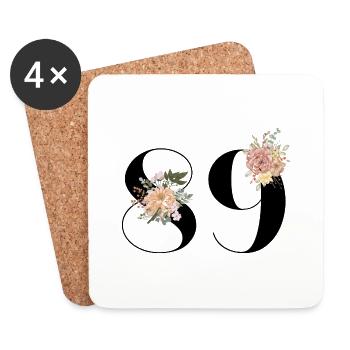 89th Anniversary Flowers (Gift of 89 years) - Coasters (set of 4) - white - Front