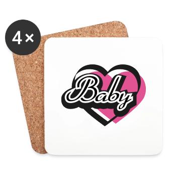 Baby Herz Rosa - Untersetzer (4er-Set) - Weiß - Vorne