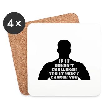 Workout Fitness Motivation Quote - Coasters (set of 4) - white - Front