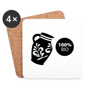 Bembel 100% BIO #ShirtShop #Hessen #FFM - Untersetzer (4er-Set) - Weiß - Vorne