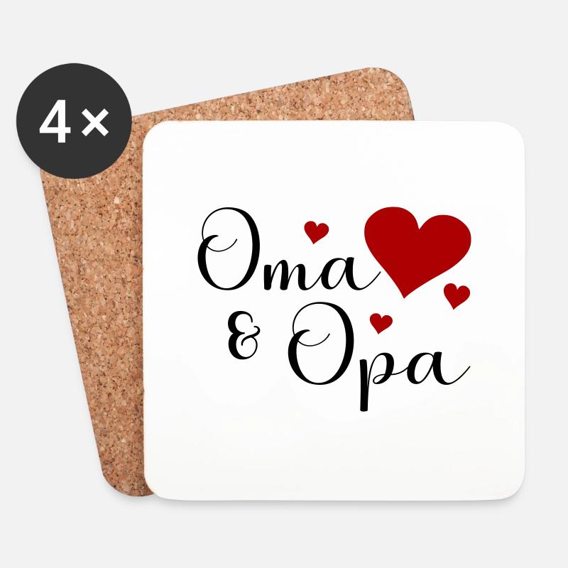 Oma und Opa - Untersetzer (4er-Set) - Weiß