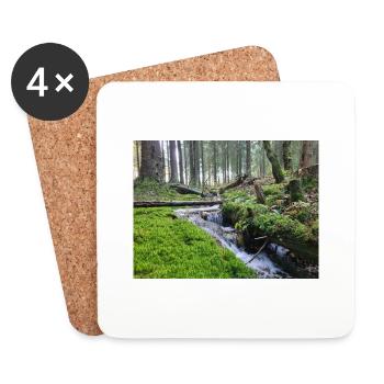 Friedlicher Bach im Wald - Natur Pur! - Untersetzer (4er-Set) - Weiß - Vorne