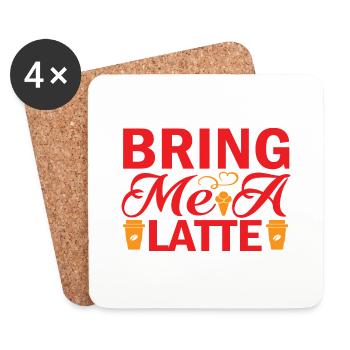 Apportez-moi un Latte - Dessous de verre (lot de 4) - blanc - Devant