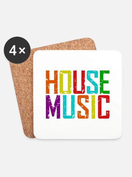 House Music LGBT Regenbogen - Untersetzer (4er-Set) - Weiß