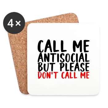 Appelez-moi antisocial mais s’il vous plaît ne m’appelez pas - Dessous de verre (lot de 4) - blanc - Devant
