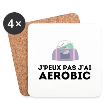 j'peux pas j'ai aerobic tshirt pull humour - Dessous de verre (lot de 4) - blanc - Devant