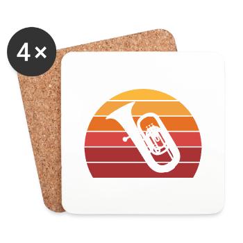 Tuba Vintage Sunset Blaskapelle Blechinstrument - Untersetzer (4er-Set) - Weiß - Vorne