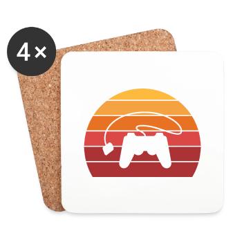 Gamer Controller Sunset Retro Vintage - Untersetzer (4er-Set) - Weiß - Vorne