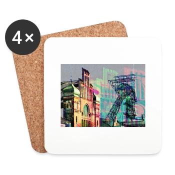 Industrial heritage in the Ruhr area, colliery, mining - Coasters (set of 4) - white - Front
