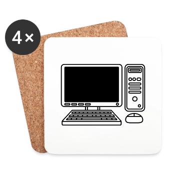 Screen Keyboard Mouse Computer - Coasters (set of 4) - white - Front