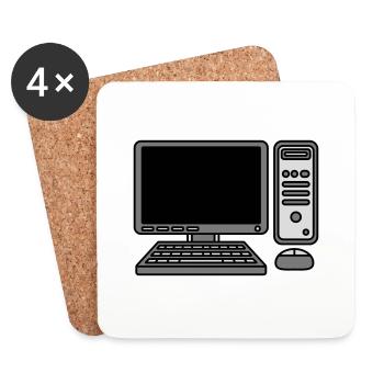 Computer Tastatur Maus Bildschirm - Untersetzer (4er-Set) - Weiß - Vorne