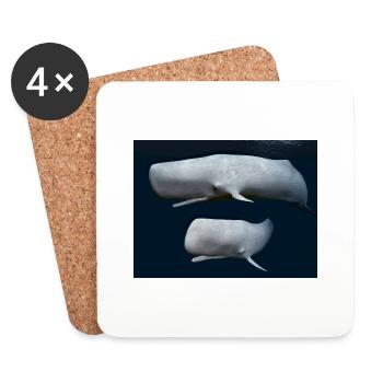 Two sperm whales, whale, whale - Coasters (set of 4) - white - Front