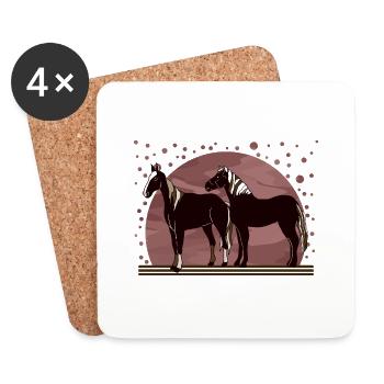 Chevaux - Dessous de verre (lot de 4) - blanc - Devant