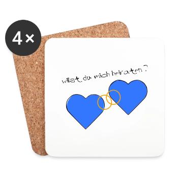 Heiratsantrag blau blau - Untersetzer (4er-Set) - Weiß - Vorne