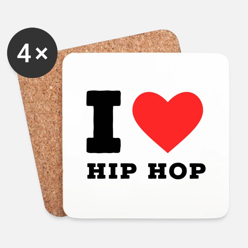 Ich liebe Hip Hop - Untersetzer (4er-Set) - Weiß