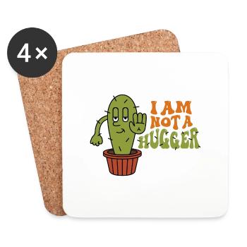 I am Not a Hugger Sarcastic Cactus Design - Coasters (set of 4) - white - Front