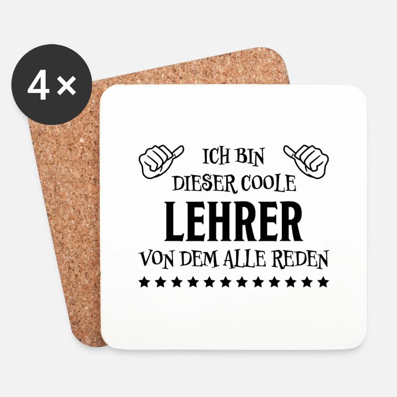 Lehrer Lustige Spruch Unterricht Lehrer Geschenk - Untersetzer (4er-Set) - Weiß