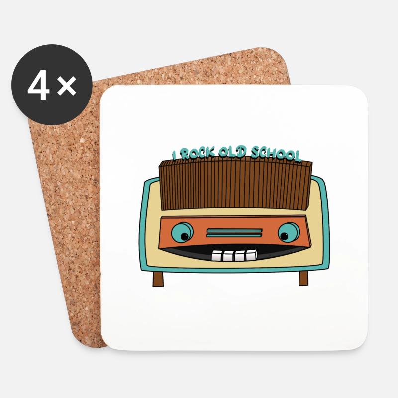 I Rock Old School Radio - Untersetzer (4er-Set) - Weiß