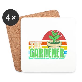 Le T-shirt Jardinier Rétro Vintage Jardinage - Dessous de verre (lot de 4) - blanc - Devant