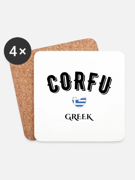 Griechisches Korfu - Untersetzer (4er-Set) - Weiß