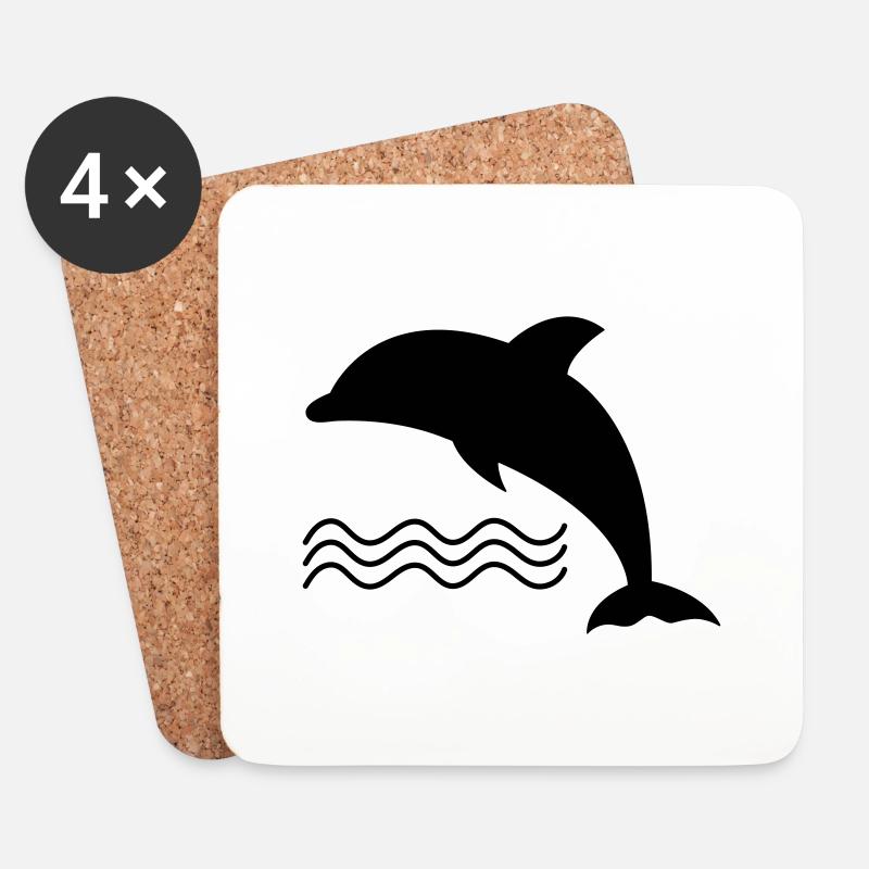 Delfin im Wasser als Vektor - Untersetzer (4er-Set) - Weiß