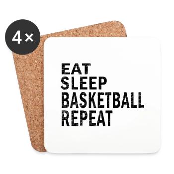 Manger dormir Répétition de basket-ball pour les amateurs de basket-ball - Dessous de verre (lot de 4) - blanc - Devant