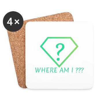 Where AM I - Untersetzer (4er-Set) - Weiß - Vorne