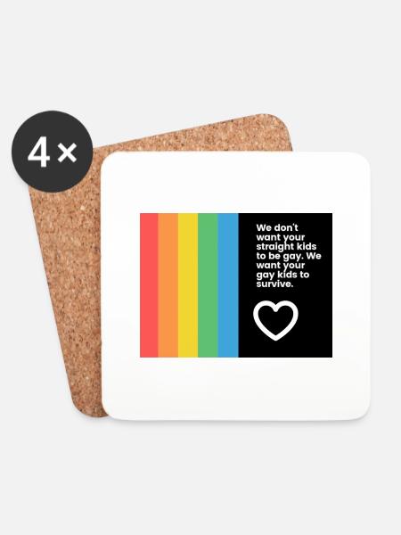 Gay Pride - Untersetzer (4er-Set) - Weiß