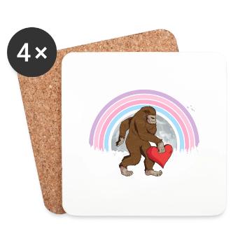Bigfoot Heart Valentines Day Girl Women Love Sasqu - Coasters (set of 4) - white - Front