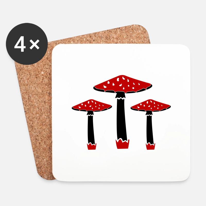 Pilze - Untersetzer (4er-Set) - Weiß
