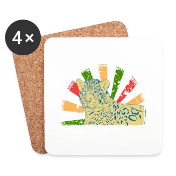 Retro Vintage Leopard Animal Wildlife Lover - Coasters (set of 4) - white - Front