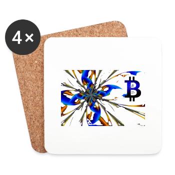 Abstrakt Bitcoin 1 - Untersetzer (4er-Set) - Weiß - Vorne