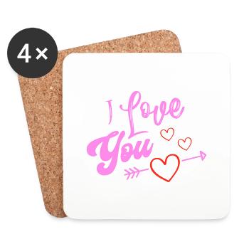 Je t’aime - Dessous de verre (lot de 4) - blanc - Devant