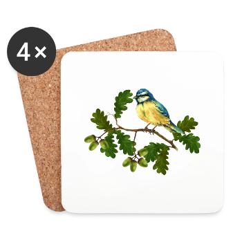 Bunter Vogel - Untersetzer (4er-Set) - Weiß - Vorne