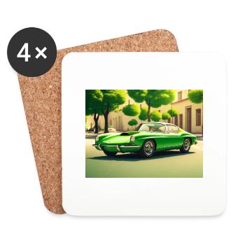 Sports car 80s green - Coasters (set of 4) - white - Front