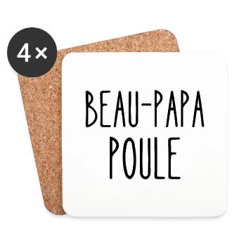 beau-papa poule - Dessous de verre (lot de 4) - blanc - Devant
