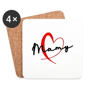 MAMIE. FÊTE DES MÈRES. BONNE FÊTE MAMIE. MAMY - Dessous de verre (lot de 4) - blanc - Devant