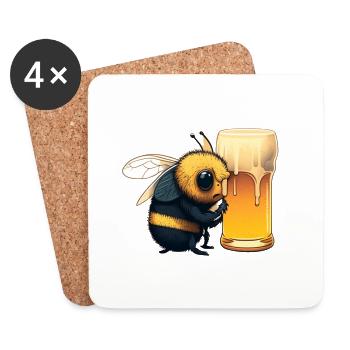 Süße Biene mit besonderem Nektar: Bier - Untersetzer (4er-Set) - Weiß - Vorne