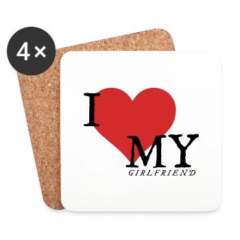 I love my girlfriend - Coasters (set of 4) - white - Front