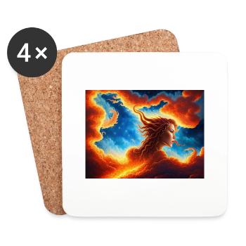 blue red sky with a woman illustration - Coasters (set of 4) - white - Front