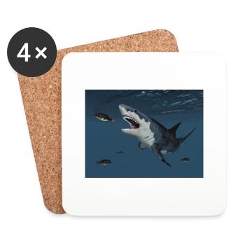 Great white shark on the hunt - Coasters (set of 4) - white - Front