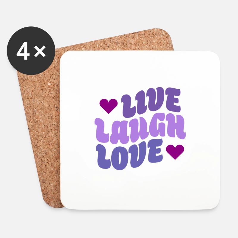 Live Laugh Love - Untersetzer (4er-Set) - Weiß