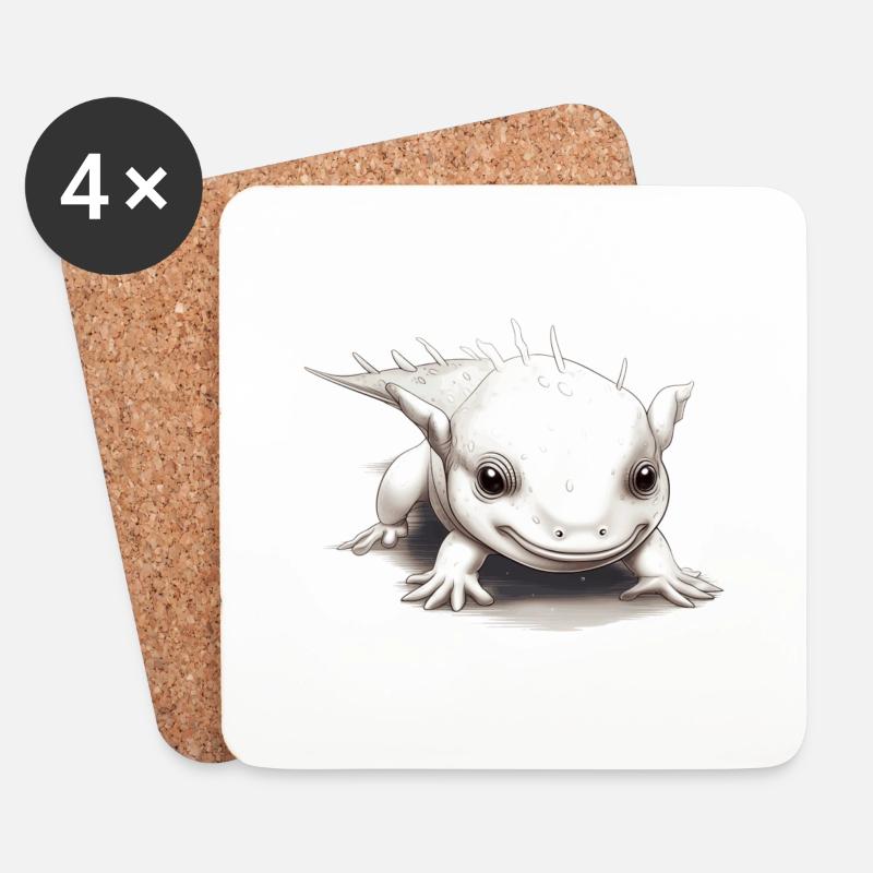 Kleiner Baby Axolotl sieht süß und knuffig aus - Untersetzer (4er-Set) - Weiß