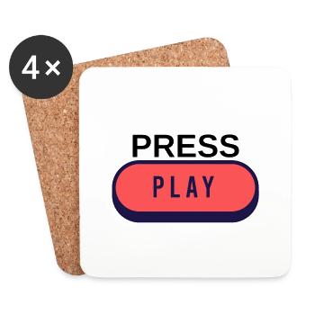 PRESS PLAY - Das Piece für Gamer - Untersetzer (4er-Set) - Weiß - Vorne