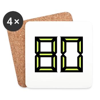 80. 80 YEARS. 80TH ANNIVERSARY. BIRTHDAY 80 YEARS. - Coasters (set of 4) - white - Front