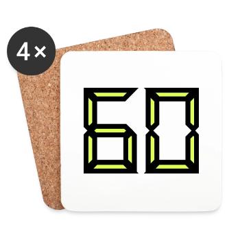 60 ANS. 60e ANNIVERSAIRE. ANNIVERSAIRE 60 ANS - Dessous de verre (lot de 4) - blanc - Devant