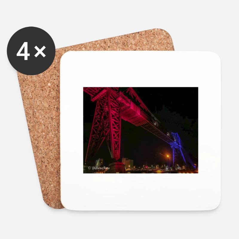 Rendsburger Hochbrücke Beleuchtet - Untersetzer (4er-Set) - Weiß