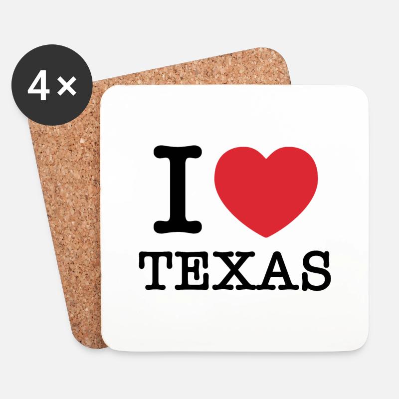 Ich liebe Texas | I Herz Texas | Texas - Untersetzer (4er-Set) - Weiß